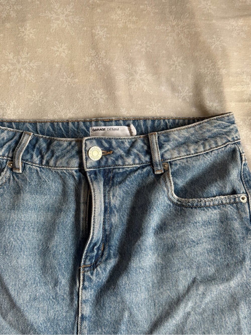 Light Blue Denim Mini Skirt - Casual Frayed Hem
